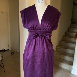 Plunge neckline Derek Lam Eggplant midi dress.